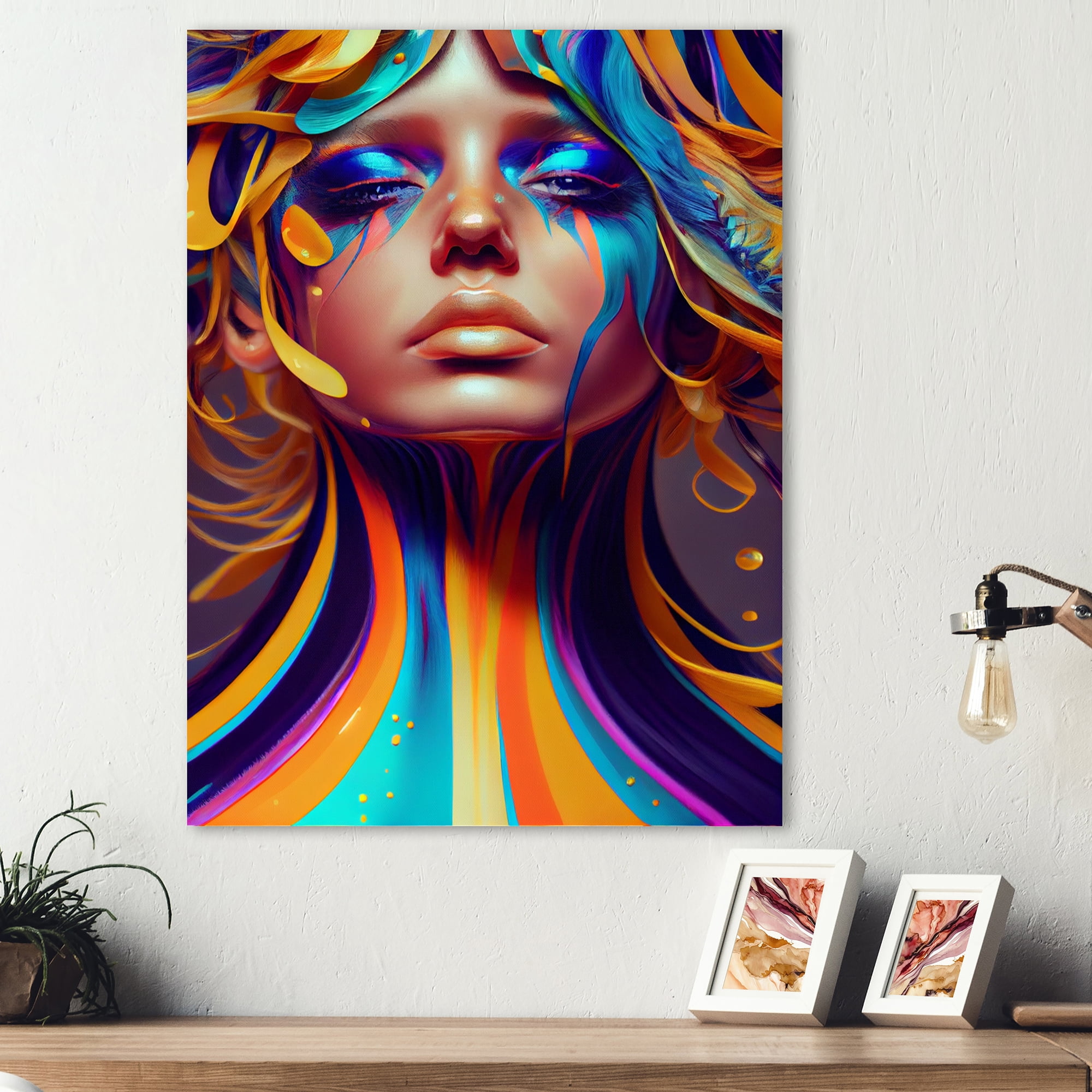 Designart Liquid Ink Sensual Woman Portrait VII Canvas Wall Art