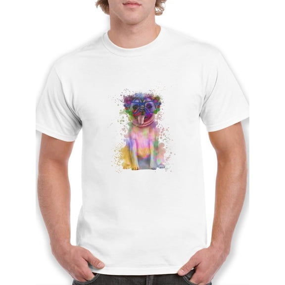 Colorful Pug Splash Art T-Shirt Men -Fab Funky Designs, Male Medium