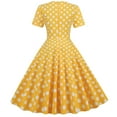 thumbnail image 3 of IBTOM CASTLE Women Polka Dots Vintage Dress 1950s Retro Rockabilly Swing Dress Ladies Cocktail Tea Party Summer Casual Dresses XL Yellow-Dots, 3 of 8