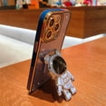 thumbnail image 5 of Compatible for iPhone 13 Pro Max 6.7 Inch Bling Plating Astronaut Hidden Stand Case, Cute 6D Bear Stand Glitter Phone Case for Women Girls Soft TPU Shockproof Back Cover - Blue, 5 of 10