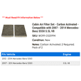 thumbnail image 2 of Cabin Air Filter Set - Carbon Activated - Compatible with 2007 - 2014 Mercedes-Benz S550 5.5L V8 2008 2009 2010 2011 2012 2013, 2 of 2