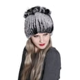 thumbnail image 1 of Contrast Color Furry Hat for Women  Winter Beanie with Patchwork, 1 of 4