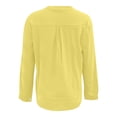 thumbnail image 6 of Craaazy Women's Casual V-Neck Blouse, Solid Color Long Sleeve Button Down Shirt, Loose Fit Comfy Tops for Daily Wear Gifts, 6 of 9