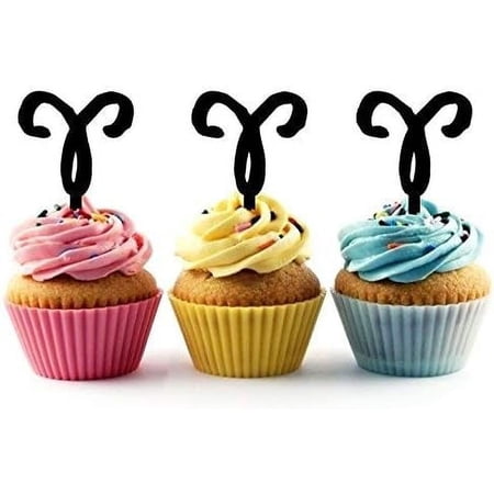 6Pcs Aries Zodiac Sign Silhouette Acrylic Cupcake Toppers for Astrology or Birthday Party Decor