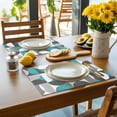 thumbnail image 4 of Placemat Mid Century Geometric Placemats for Dining Table Abstract Modern Teal Washable Table Mats for Party Kitchen Dining Decoration, 4 of 7