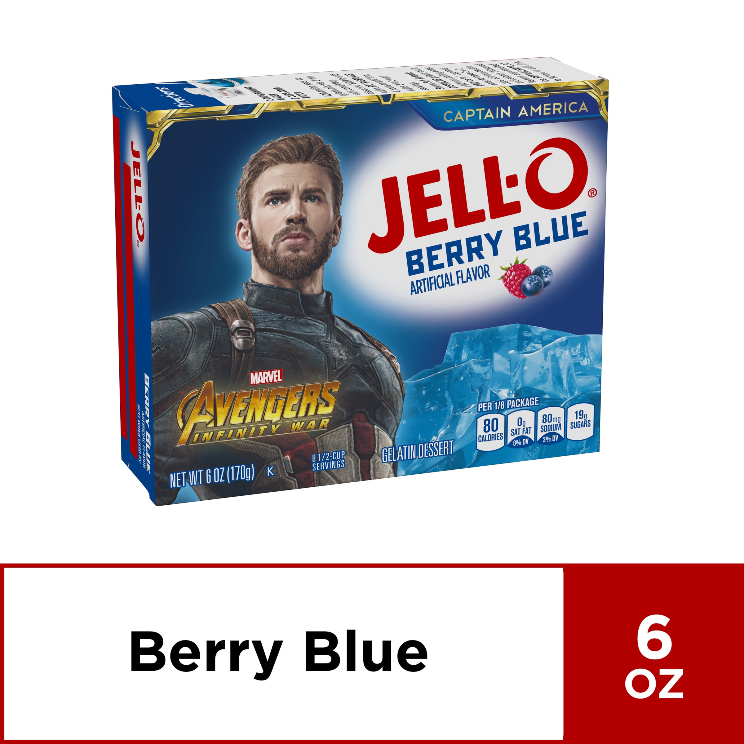 JellO Berry Blue Instant Gelatin Mix, 6 oz Box