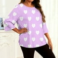 thumbnail image 5 of Atogsazn Women's Plus Size 3/4 Sleeve Blouse Casual Loose Fit Pullover Shirt Lightweight Tops Outfit Tshirt 01-Purple XXXL Fashion, 5 of 6