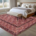 thumbnail image 4 of Bohemian Area Rugs 5x7 ft Dark Red Vintage Flowers Texture Traditional Ethnic Washable Rug Non Slip Indoor Carpet Absorbent Floor Mat for Living Room Bedroom Dining Room, 4 of 9