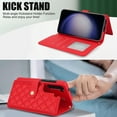 thumbnail image 4 of Compatible with Samsung Galaxy S23 Plus Litchi Texture PU Leather Case with Card Holder Wrist Strap, Wallet Flip Cover for Galaxy S23 Plus Men/Women Crossbody Strap RFID Blocking Kickstand, Red, 4 of 9
