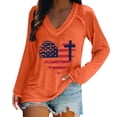 thumbnail image 2 of Tittly T Shirts for Women Graphic Tees Women's Fashion And Casual V Neck Retro Love Print Long Sleeve Top T Shirt Tshirts Shirts Spring Tops for Women Orange XXL, 2 of 5