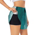 thumbnail image 1 of Balery Teal Color Pantalones cortos deportivos para mujer con forro y dos bolsillos, elásticos, para entrenamiento, gimnasio, yoga-Small, 1 of 7