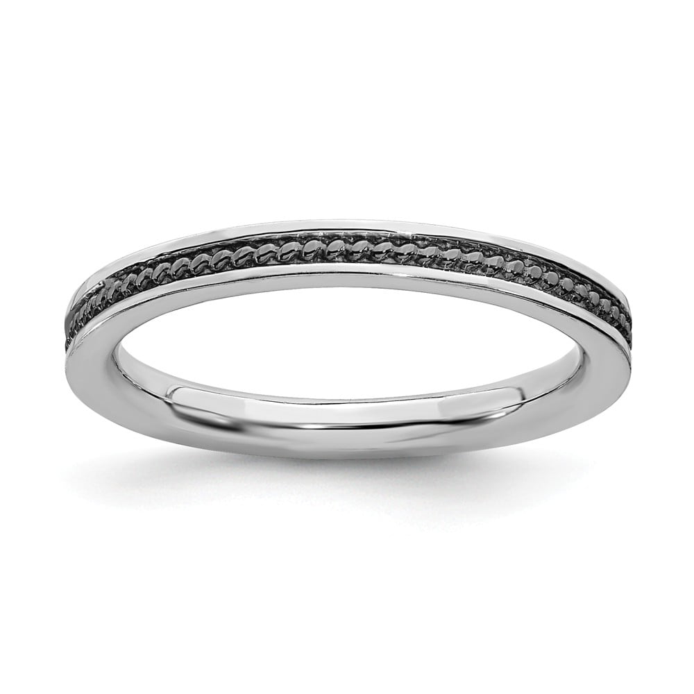 Sterling Silver Black-plated Ring by Stackable Expressions Best Quality Free Gift Box