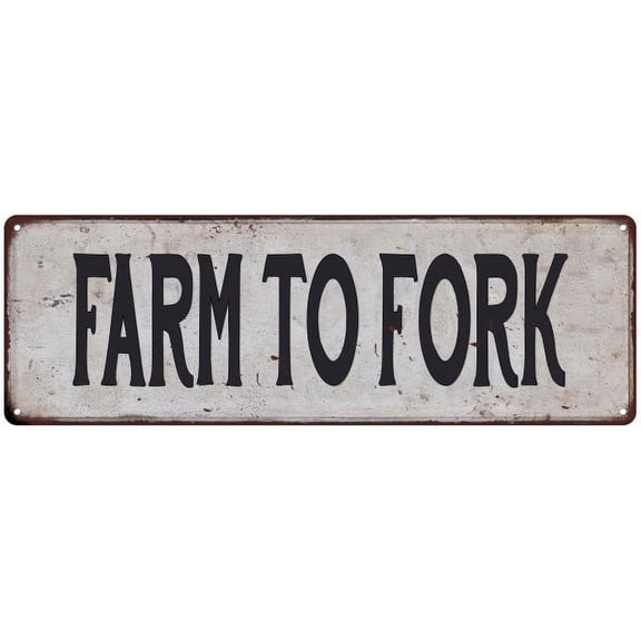 FARM TO FORK Vintage Look Rustic 6x18 Metal Sign Chic Retro 206180035113