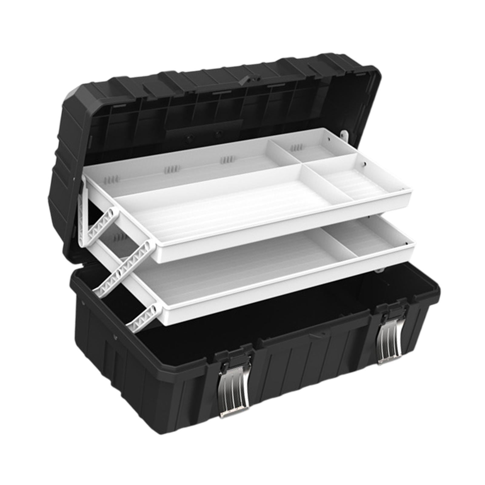 figatia 3 Layer Foldable Tool Box Hardware Parts Storage Case Household Strong Load Bearing Organizer Instrument Container Tackle Box 49cmx27.5cmx22cm
