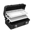 thumbnail image 2 of Caja de herramientas plegable de 3 capas, caja de aparejos de pesca, maletín de transporte doméstico versátil, estuche de almacenamiento de piezas de 49 cm x 275 cm x 22 cm, 2 of 8