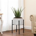 thumbnail image 2 of Luxen Home WHPL1364 12.2 in. Cube Design Round MgO Planter with Metal Stand, White, 2 of 7