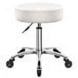 WKWKER Heavy Duty Rolling Stool with Wheels Hydraulic Swivel Adjustable Rolling Stool Ergonomic Thick Leather Seat Stool Chair for Kitchen Drafting Lab Office Salon Message Stool (White)