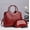 2032-1Red, variant on Red Crocodile Embossed Patent Leather Tote Bag with Matching Cosmetic Pouch, Dual Top Handles & Removable Crossbody Strap