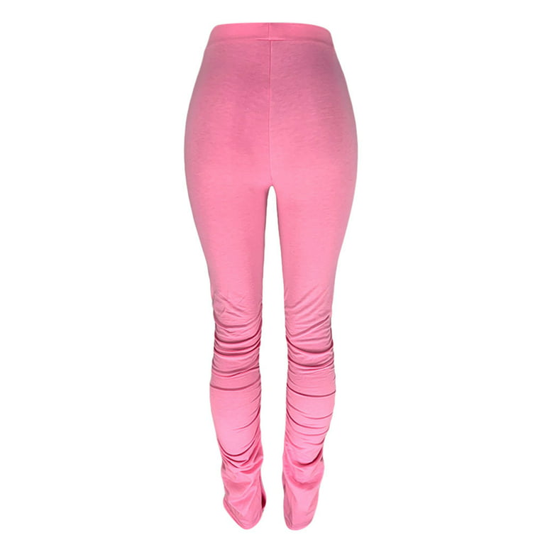 Pgeraug Pants for Women Run Workout Joggers Pants Gradient Yoga Sport  Stacked Leggings Leggings Pink 3Xl 