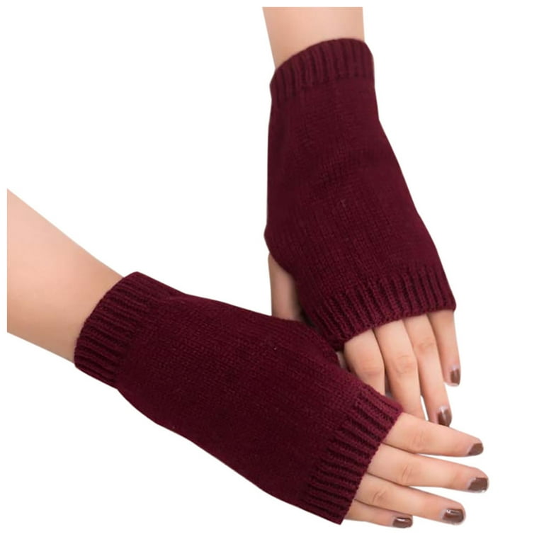 CHGBMOK Winter Gloves Women Girl Knitted Arm Fingerless Keep Warm