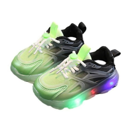 Meresysid Toddler Kids Infant Boys Girls New Sports Leisure Light Mesh Comfortable Soft Sole Non-slip Fabric Breathable Running Shoes Green