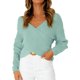 thumbnail image 1 of Gibobby Prendas para Fiesta Top de otoño invierno para mujer, camiseta de manga larga con cuello en V, suéter elegante Sexy, Tops cruzados en la parte delantera, de punto suelto informal (Azul, S), 1 of 4