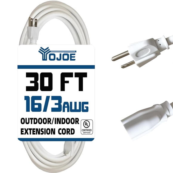 Cable de extensión YOJOE de 30 pies, calibre 16, 3 puntas, 13 A, resistente a la intemperie