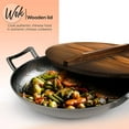 NutriChef Pre Seasoned Cooking Wok Cast Iron Stir Fry Pan with Wooden Lid, Black