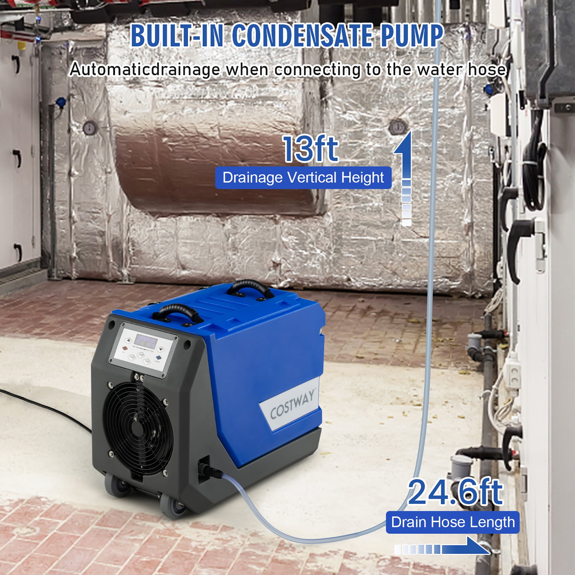 Costway 180-Pint Commercial Dehumidifier with Pump & Drain Hose 6,000 Sq. ft Coverage Area