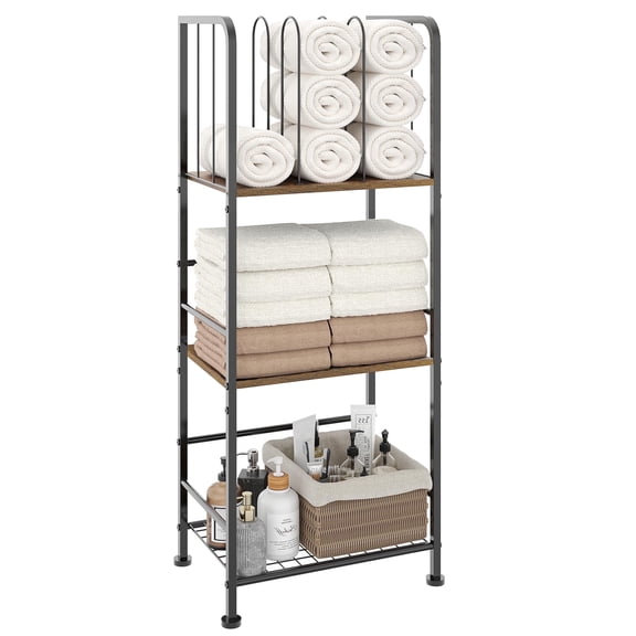Baxikayon 3-Tier Freestanding Towel Rack with m-shaped Dividers, Metal Bathroom Storage Organizer for Bathroom & Pool, Vintage