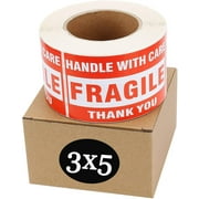 SJPACK Fragile Stickers 3'' x 5'' 1 Roll 500 Labels Fragile - Handle with Care - Thank You Shipping Labels Stickers (500 Labels/Roll) NEW