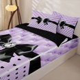 thumbnail image 3 of Manfei Cute Bowtie Zipper Queen Comforter Set with Fitted Sheet and 2 Pillowcases,Cartoon Polka Dot Zipper Bedding Set,Black Reversible,4 Pieces, 3 of 7