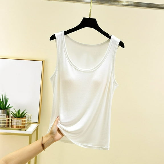 Camisoles & Tanks Women's Neck Sleeveless Knit Ribbed Fitted Casual Crop Tank Top, White, L