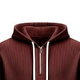 thumbnail image 3 of Timoontee Mens Hoodies Casual Sweatshirts Loose Long Sleeve Tops Spring Fall Drawstring Hoodie Quarter Zip Pullover with Pocket Wine M, 3 of 5