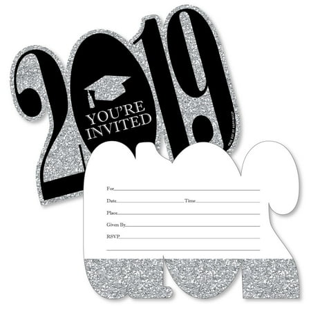 - Silver - Tassel Worth The Hassle - 2019 Shaped Fill-In Invitations - Graduation Party Invitation Cards/Envelopes - 12 Ct