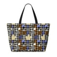 thumbnail image 2 of Lsque maple leaves Houndstooth Beach Travel Bag - Water-Resistant, Large Capacity Lightweight Tote with 7 Pockets for Women and Men - Perfect for Beach, Pool, Gym, and Travel, 2 of 7