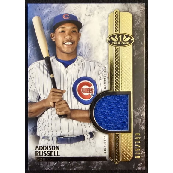 2016 Topps Tier One Relic Addison Russell 015/199 Chicago Cubs #T1R-ARU Baseball Card