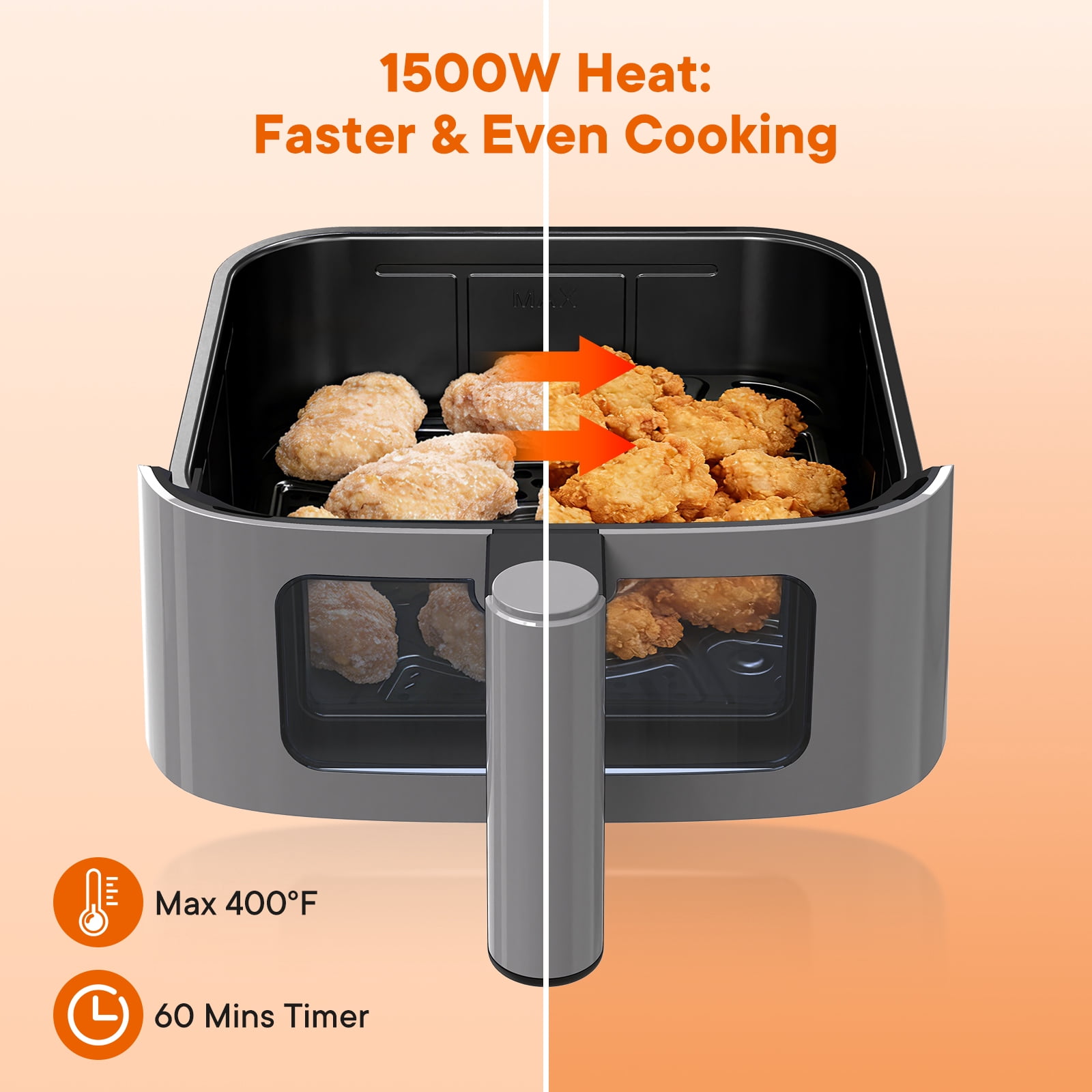 Gianna 4 Qt Compact Air Fryer, 4-in-1 Cooking Functions, Dishwasher-Safe Parts, Gray