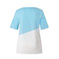 thumbnail image 2 of Femmes T-shirt Couleur Bloc Manches Courtes Top Col Rond Top Femmes Blouse, Bleu, XL, 2 of 6