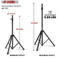 thumbnail image 3 of Adjustable Height Speaker Stand 40"-72" - Heavy Duty PA/DJ Tripod w/35mm Mount, Locking Pin, Non-Slip Base for Studio Monitor, Indoor Outdoor Use (132lbs Load, Black), 3 of 13