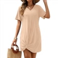thumbnail image 1 of Vestido de Verano para Mujer, con Escote en V y Mangas , Color Marrón , Talla L, 1 of 8