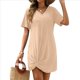 thumbnail image 1 of Vestido de Verano para Mujer, con Escote en V y Mangas , Color Marrón , Talla L, 1 of 8
