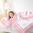 thumbnail image 4 of Feelyou Princess Initial Letter Queen Comforter Set, Bowknot Monogrammed D Bedding Sets, Kawaii Cartoon Bow Reversible Bedding Comforter Set, Breathable Home Decor, 3-Piece, 4 of 8