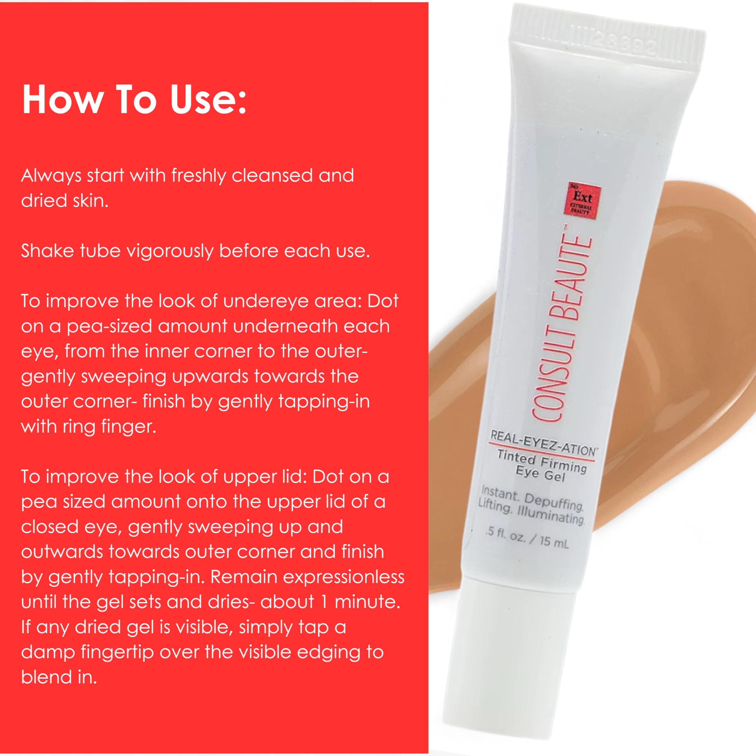Consult Beaute REAL-EYEZ-ATION Tinted Instant Firming Eye Gel, 0.5 Fl. Oz.