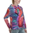 thumbnail image 6 of Honeii Digital Flamingo Vibrant Art Pattern Womens Oversized Hoodies Long Sleeve Sweatshirts Pullover Fall Outfits with Pocket-, 6 of 7
