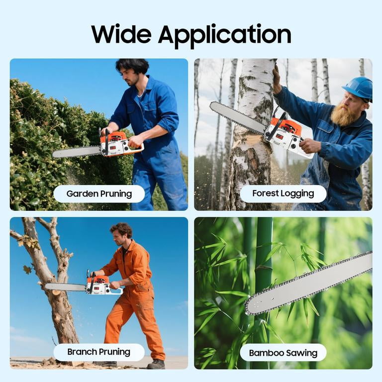 Mohsoe Gas Chainsaw 58cc 2-Stroke, 20 Inch Chain Saw with 3.2HP 2.4kW Power, 13000RPM Max Speed, High Temperature Quenching Chain, Automatic Oiler, Professional Grade for Tree Felling