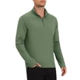 thumbnail image 4 of INSPIRE CHIC Men's 1/4 Pullover Zip Long Sleeve Sun Protection Athletic T-Shirts 2XL Olive Green, 4 of 6