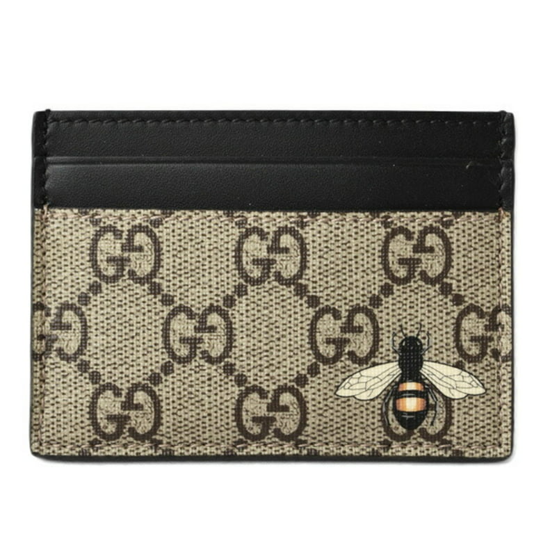 Authenticated used Gucci Card Case/Business Holder Gucci GG Supreme Bee Print/B Beige/Ebony/Black 451277, Women's, Size: Small