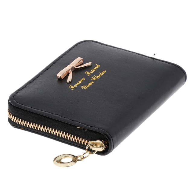 Monedero con Cremallera de Cuero PU de Mujer Regalo para Día de San Negro Zulema Cartera corta para mujer