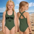 thumbnail image 2 of JCCXIN Toddler Kid Girls Swimwear Letter Print One-Piece Comfort Stretch Summer Comfort Water Play Sweet Party Bathing Suit,Army Green,13-14 Years, 2 of 6